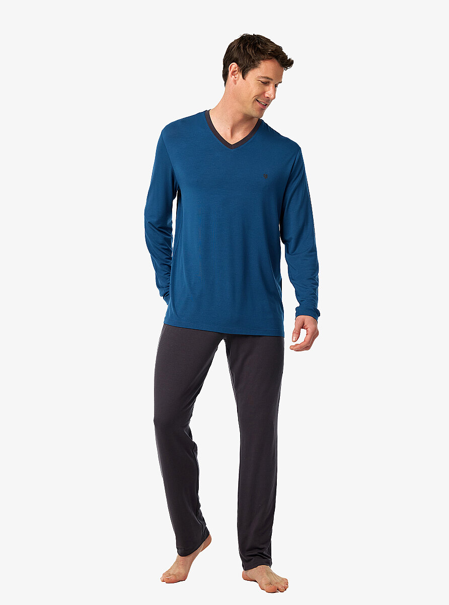 Erkek Pijama Takımı 40975 - Mavi - 4