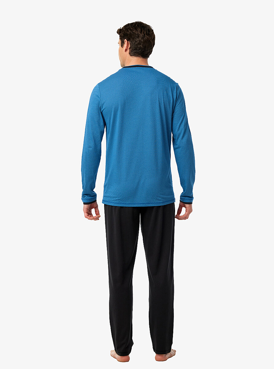 Erkek Pijama Takımı 40976 - Mavi - 3