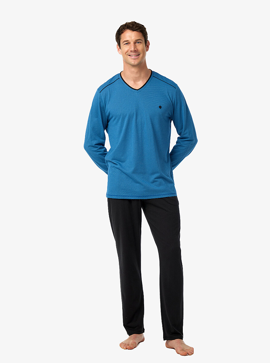 Erkek Pijama Takımı 40977 - Mavi - 3