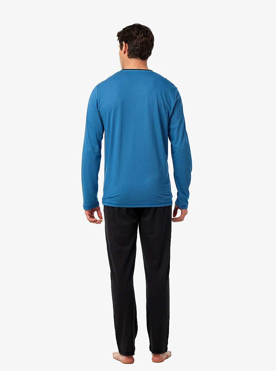 Erkek Pijama Takımı 40977 - Mavi - 4