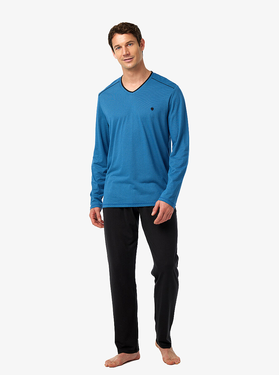 Erkek Pijama Takımı 40977 - Mavi - Blackspade
