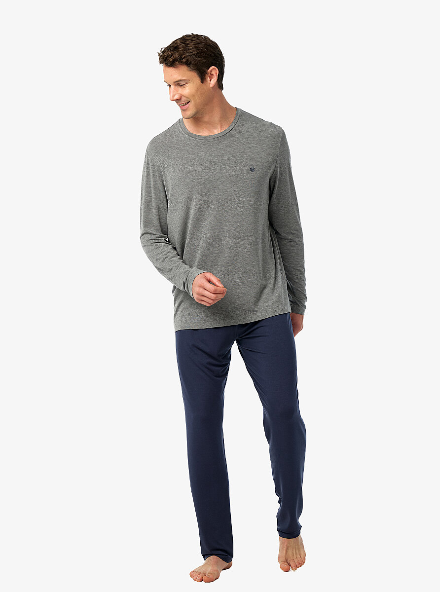 Erkek Pijama Takımı 41043 - Gri Melanj - 3