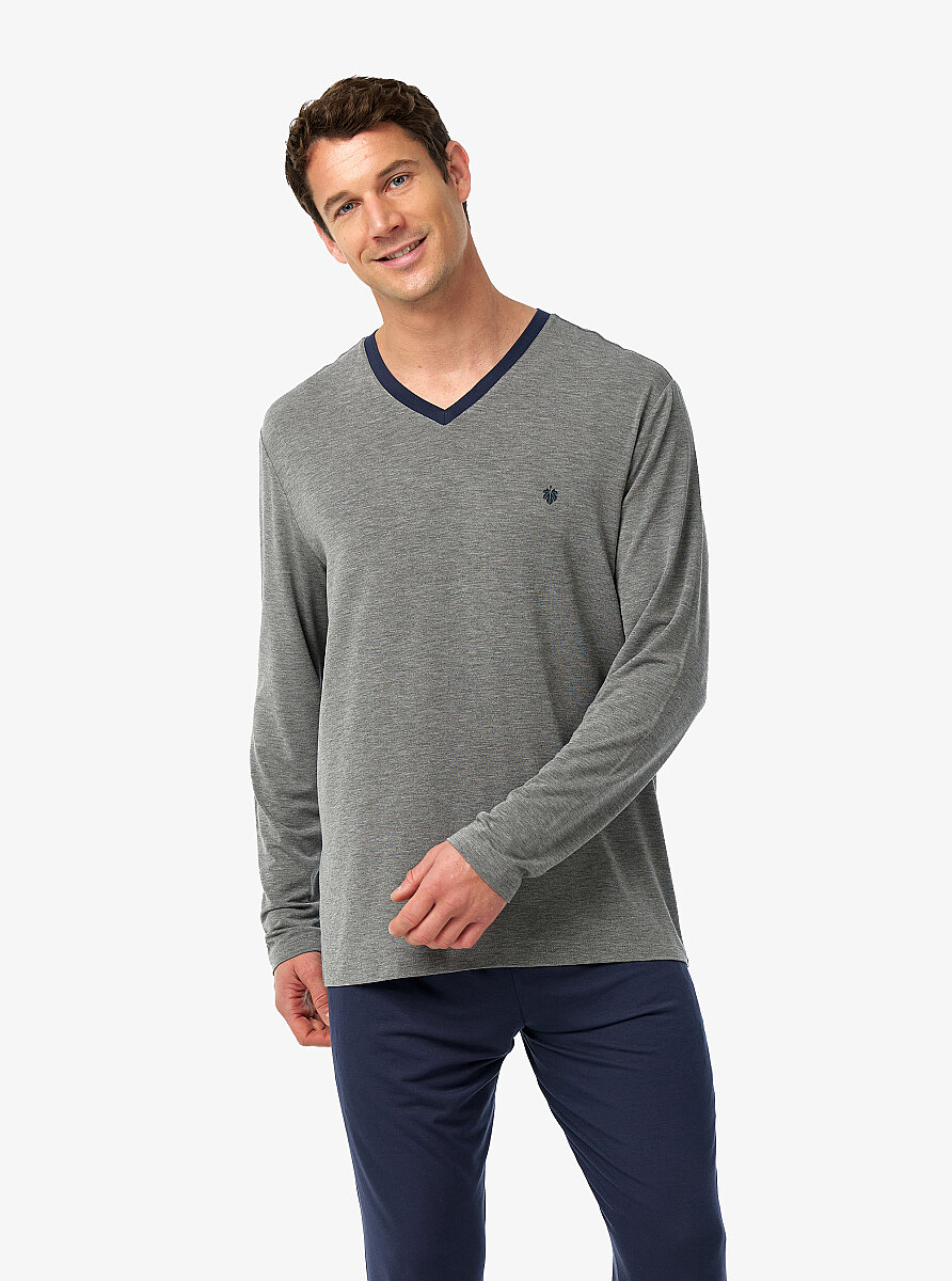 Erkek Pijama Takımı 41044 - Gri Melanj - 4