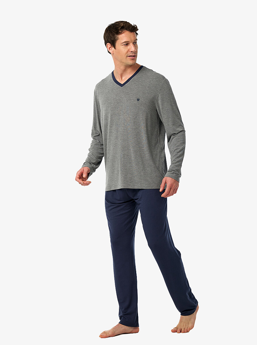 Erkek Pijama Takımı 41044 - Gri Melanj - 3