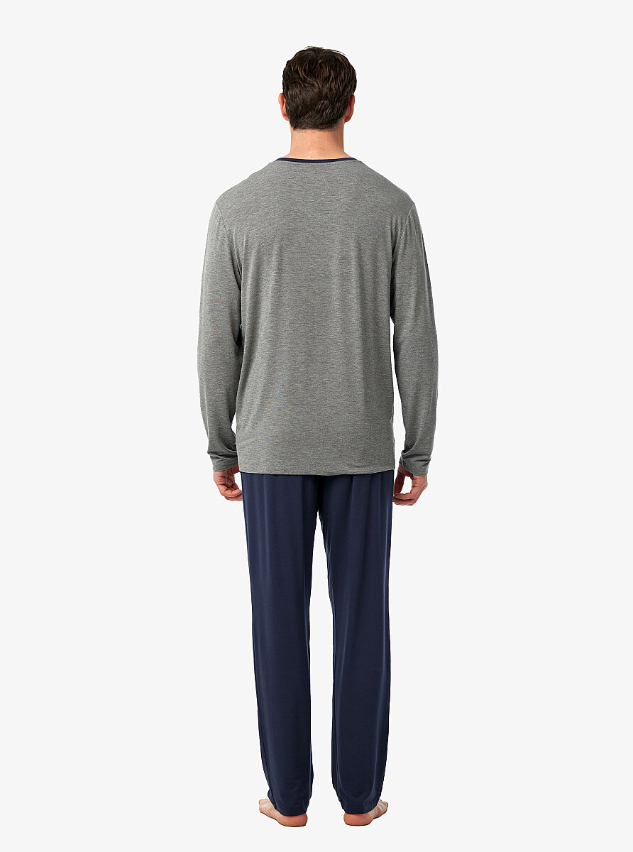 Erkek Pijama Takımı 41044 - Gri Melanj - Blackspade (1)