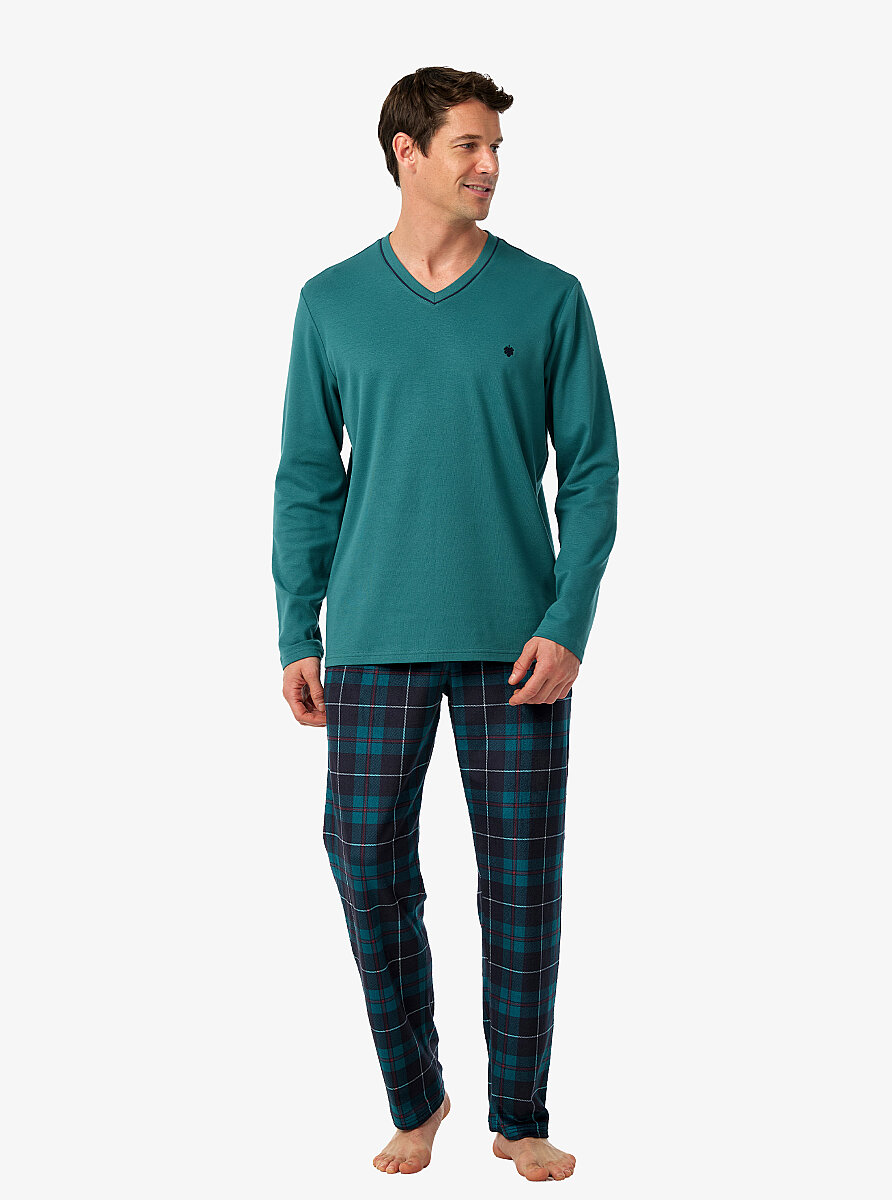 Erkek Polar Pijama Takımı 40978 - Yeşil - 1