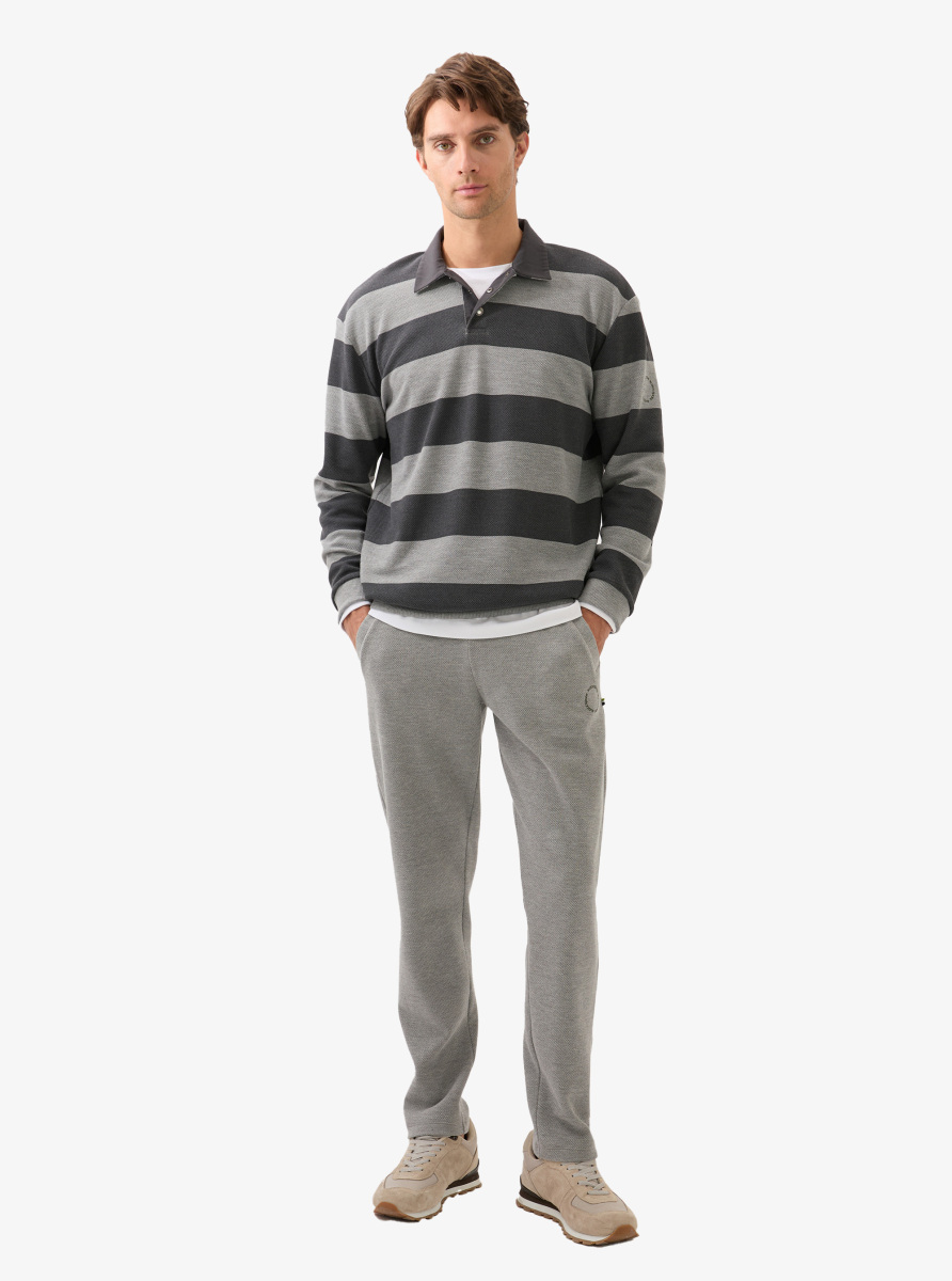 Erkek Polo Yaka Sweatshirt 40834 - Gri - 5