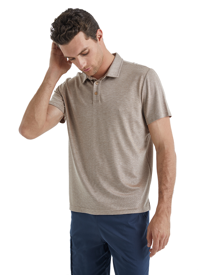 Erkek Polo Yaka T-Shirt 40509 - Kahverengi - 2