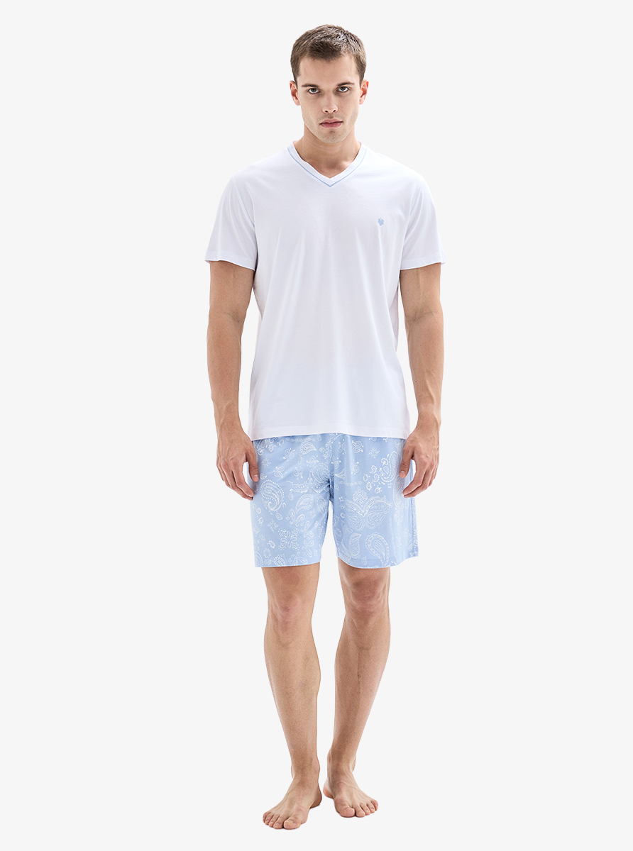 Erkek Şortlu Pijama Takımı 40898 - Beyaz - 1