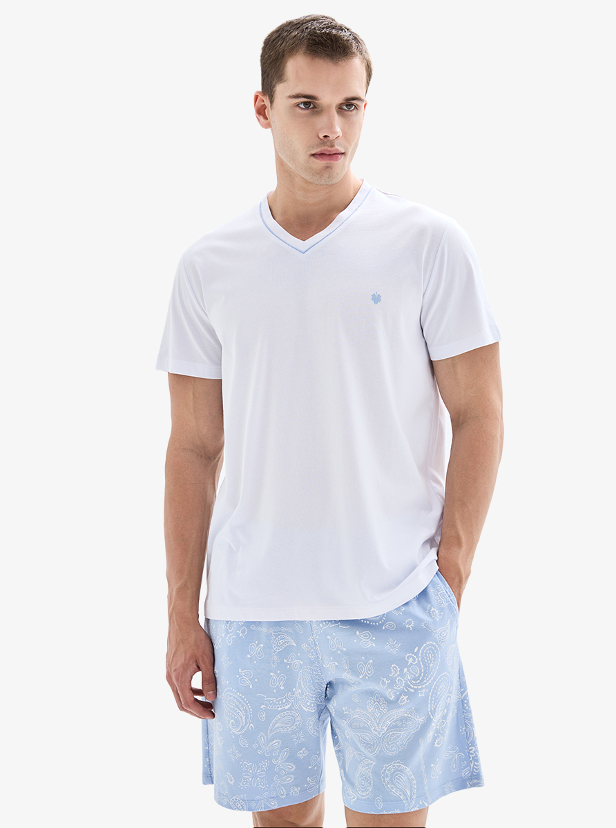 Erkek Şortlu Pijama Takımı 40898 - Beyaz - 3