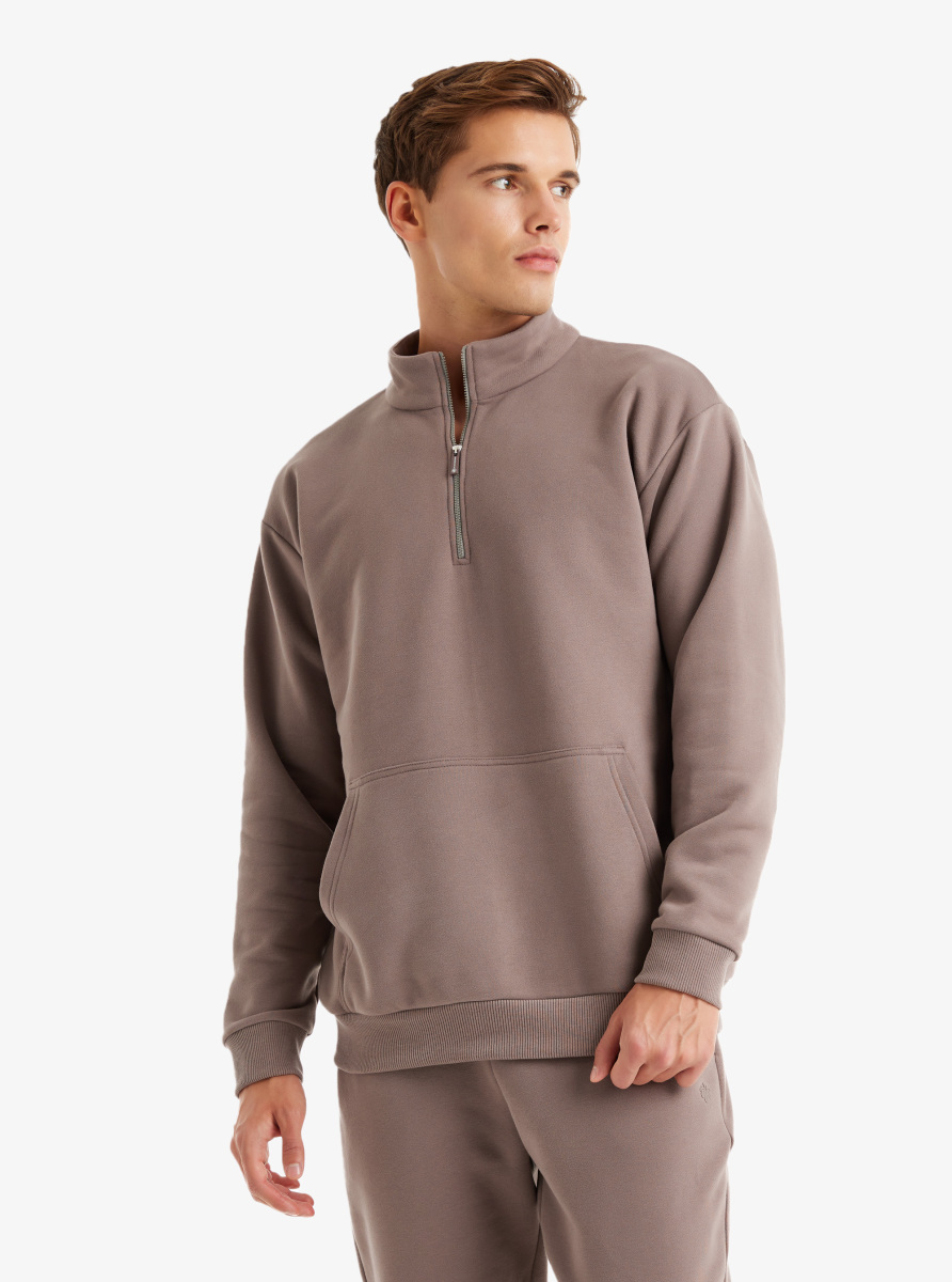 Erkek Sweatshirt 40620 - Vizon - 1