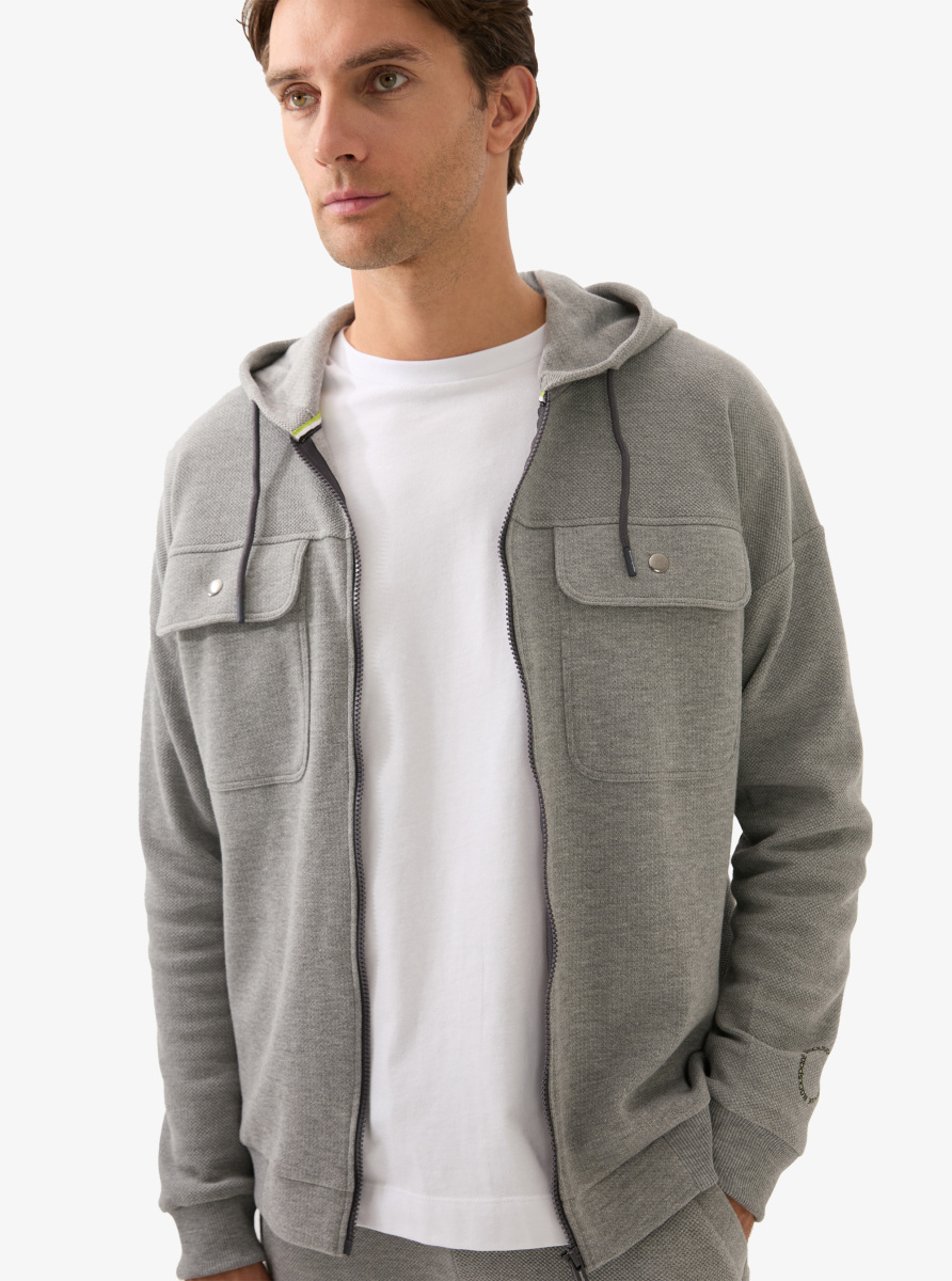 Erkek Sweatshirt 40835 - Gri Melanj - 1