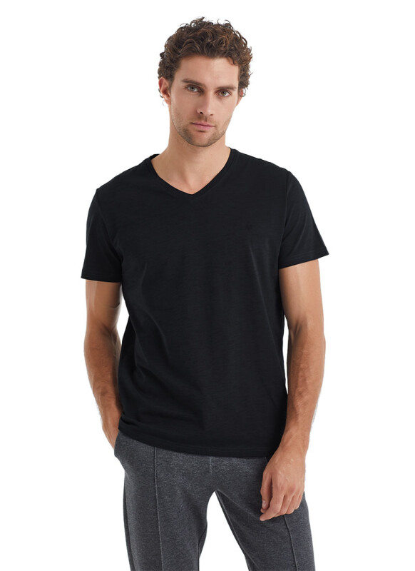 Erkek T-Shirt 40445 - Siyah - 2