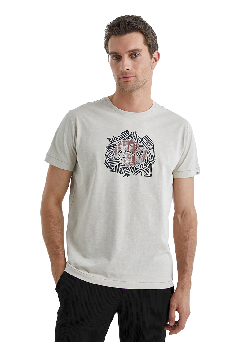 Erkek T-Shirt 40453 - Bej - 3