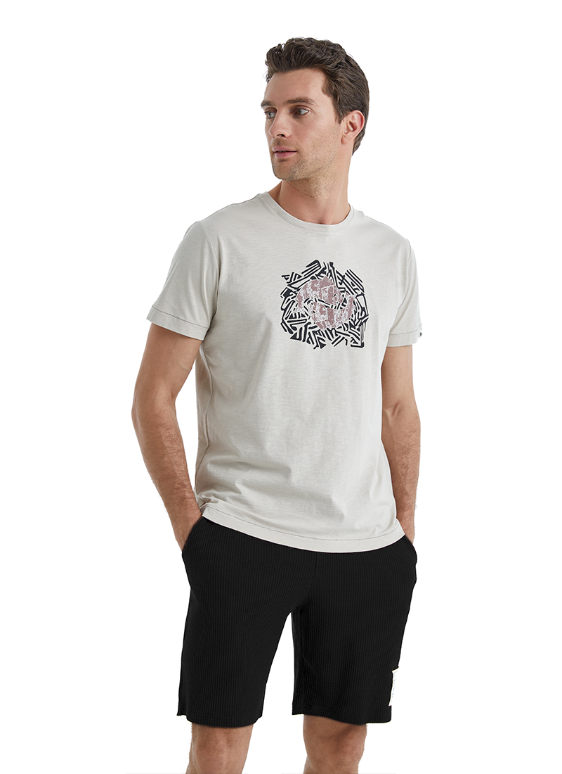 Erkek T-Shirt 40453 - Bej - 4