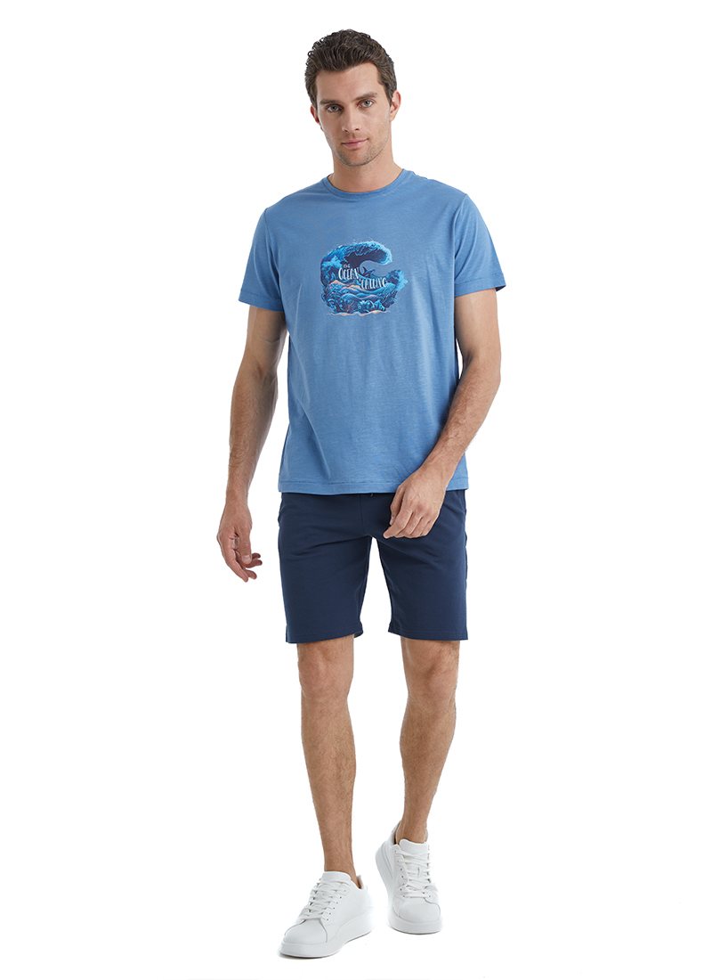 Erkek T-Shirt 40503 - Mavi - 4