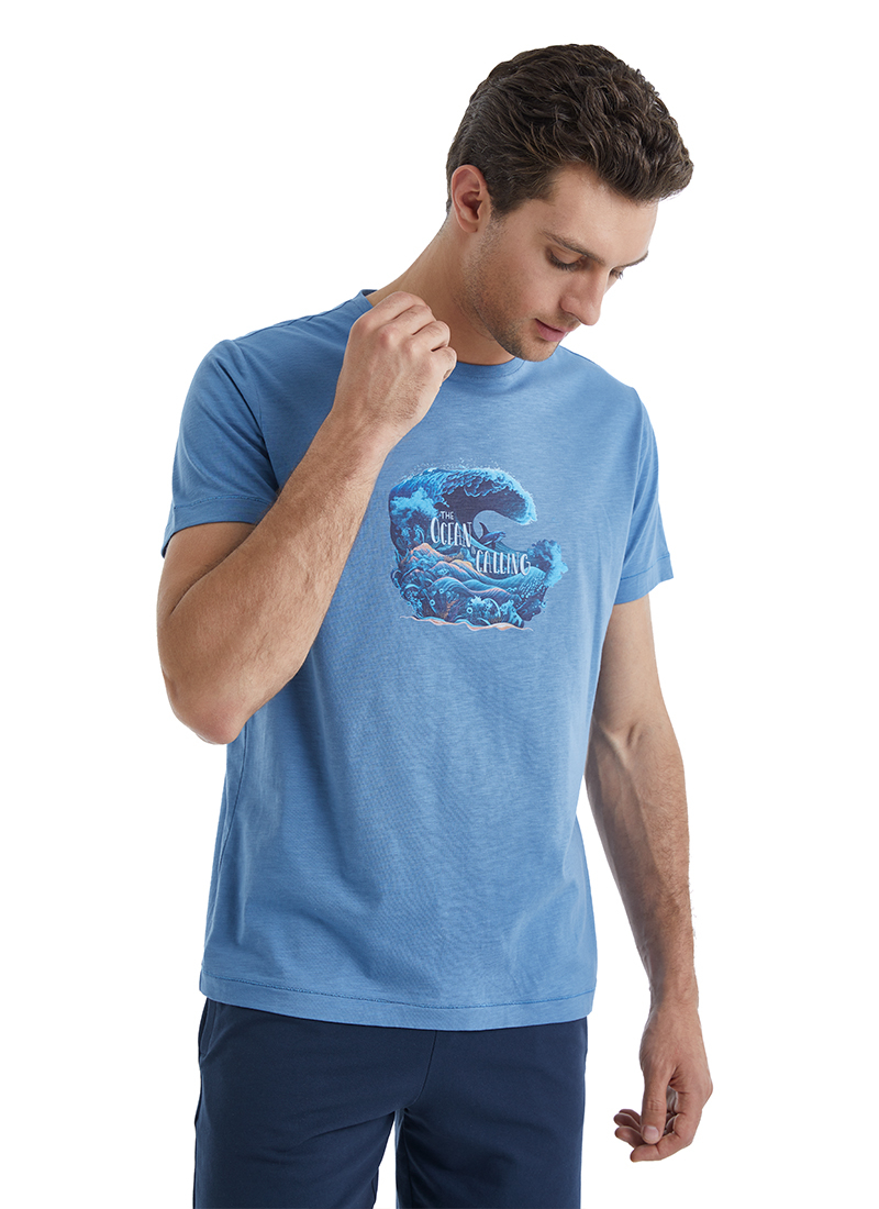 Erkek T-Shirt 40503 - Mavi - 3