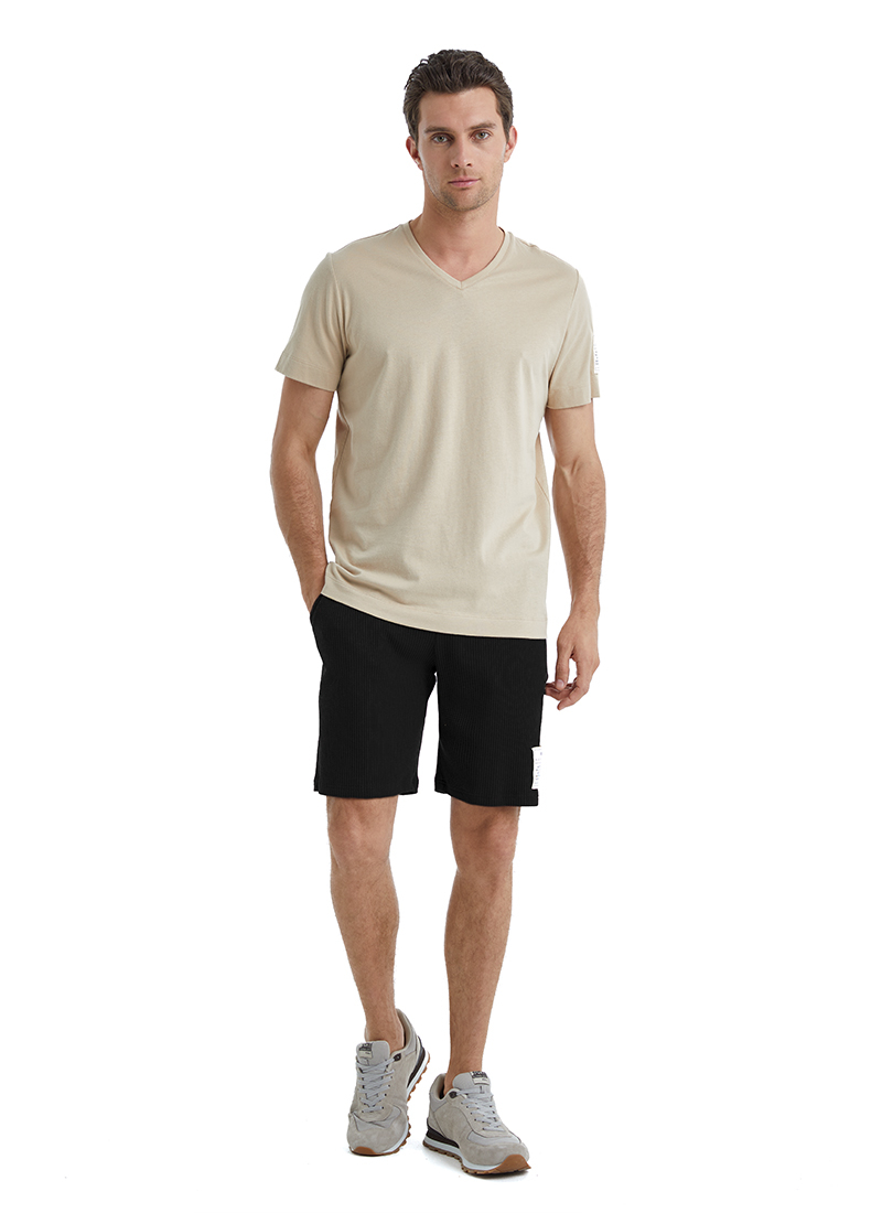 Erkek V Yaka T-Shirt 40450 - Kahverengi - Blackspade