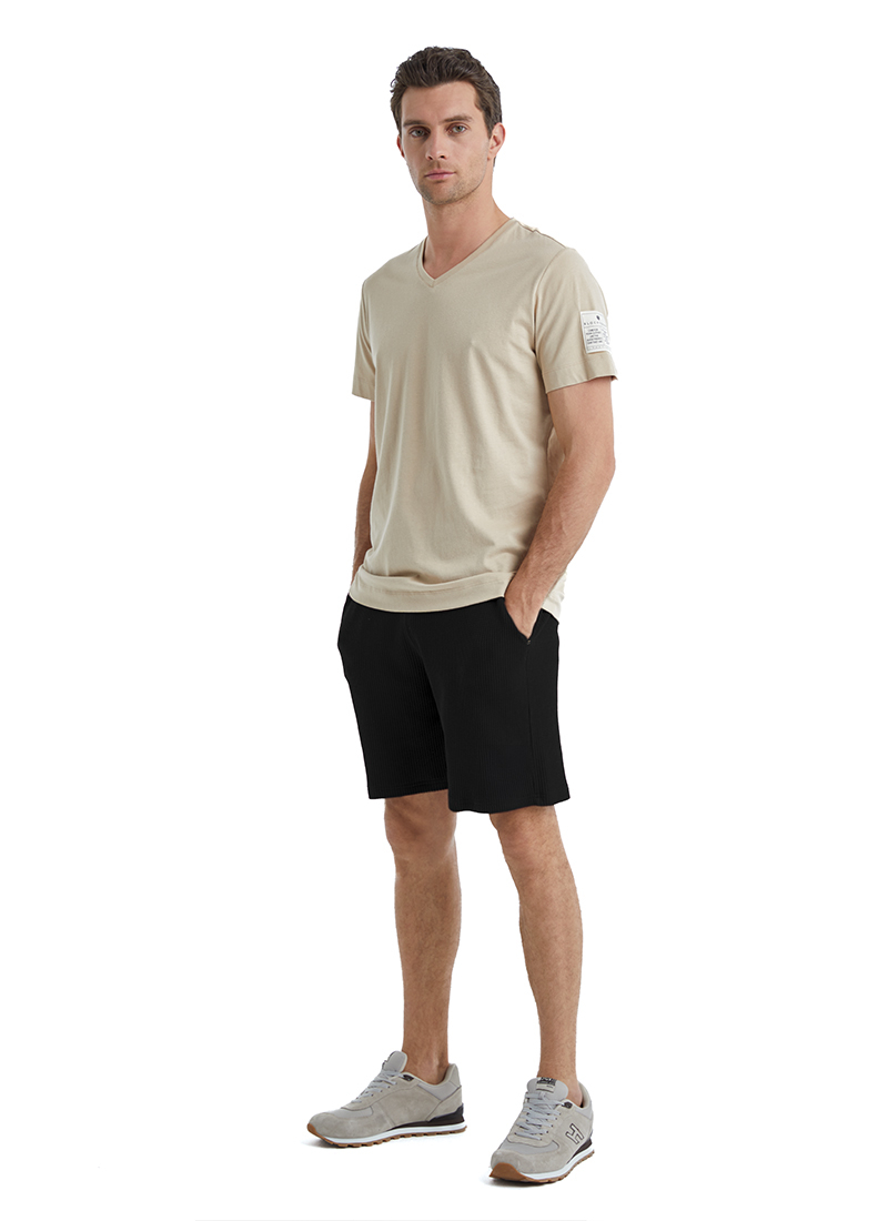 Erkek V Yaka T-Shirt 40450 - Kahverengi - 3