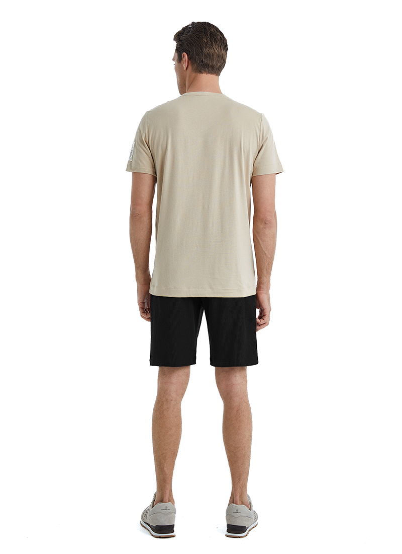 Erkek V Yaka T-Shirt 40450 - Kahverengi - Blackspade (1)
