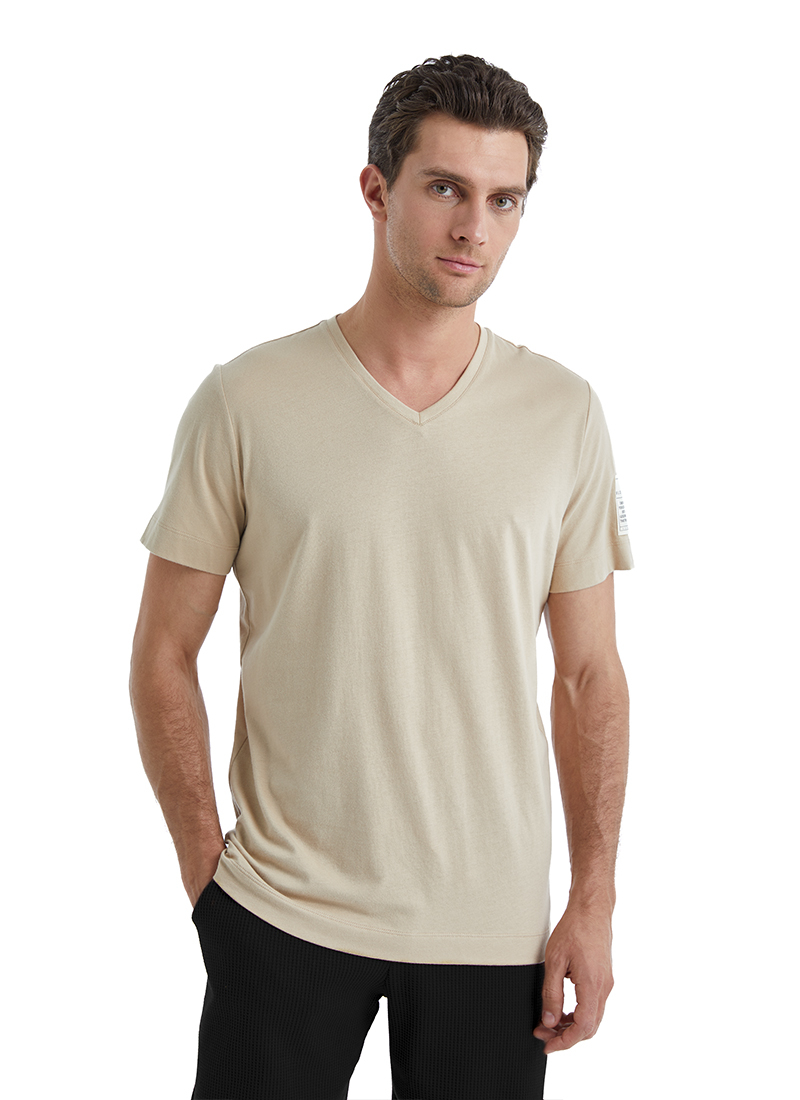 Erkek V Yaka T-Shirt 40450 - Kahverengi - 5