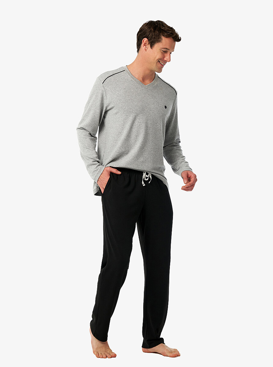 Erkek Termal Pijama Takımı 40986 - Gri Melanj - Blackspade (1)