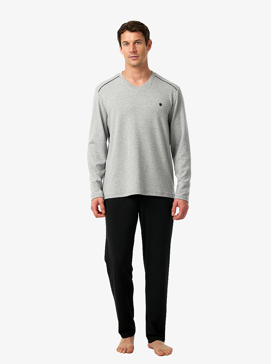 Erkek Termal Pijama Takımı 40986 - Gri Melanj - Blackspade