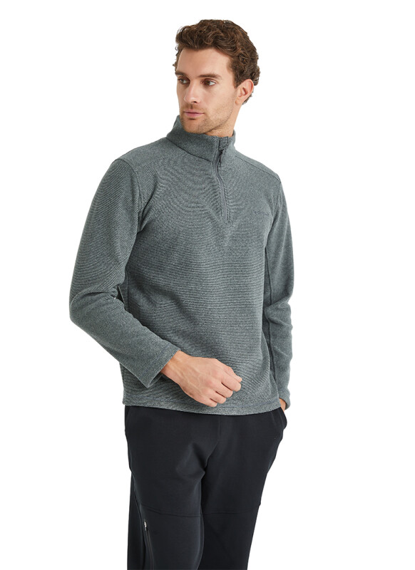 Erkek Termal Polar Sweatshirt 40131 - Gri Melanj - Blackspade
