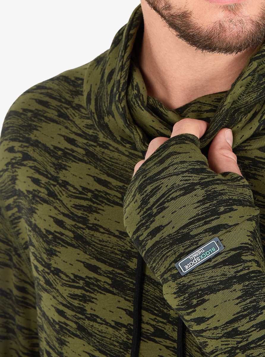 Erkek Termal Sweatshirt 2. Seviye 30703 - Yeşil Baskılı - 3