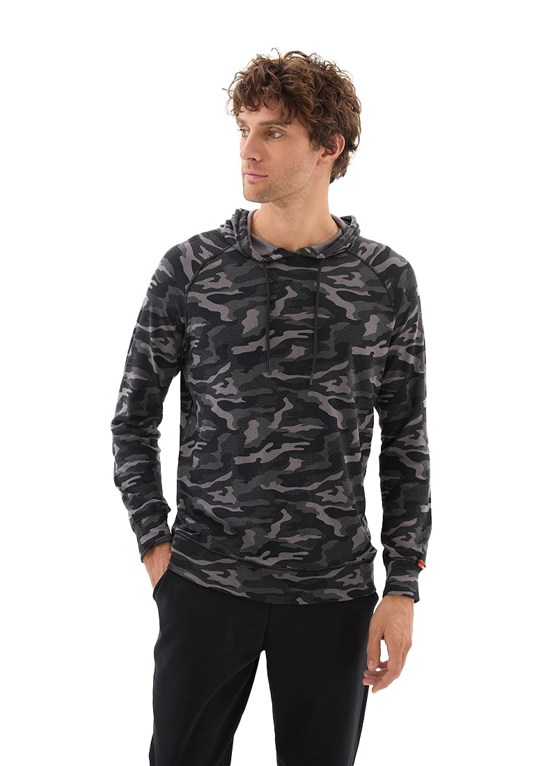 Erkek Termal Sweatshirt 2. Seviye 7579 - Gri Baskılı - 1