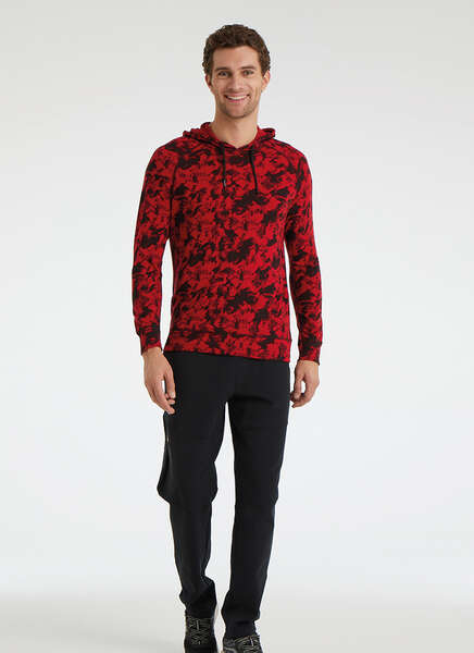 Erkek Termal Sweatshirt 2. Seviye 7579 - Kırmızı Baskılı - 5