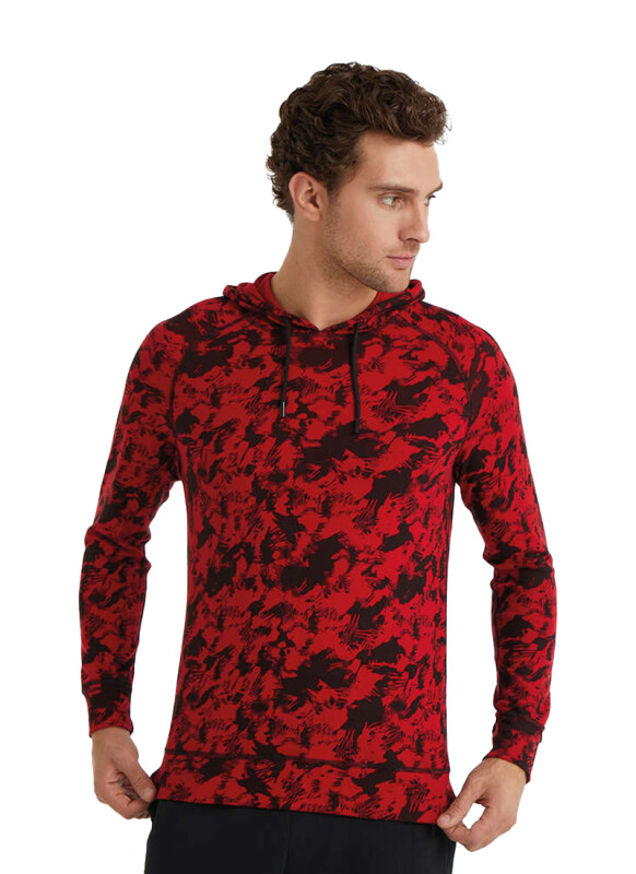 Erkek Termal Sweatshirt 2. Seviye 7579 - Kırmızı Baskılı - 3
