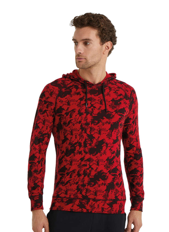 Erkek Termal Sweatshirt 2. Seviye 7579 - Kırmızı Baskılı - Blackspade