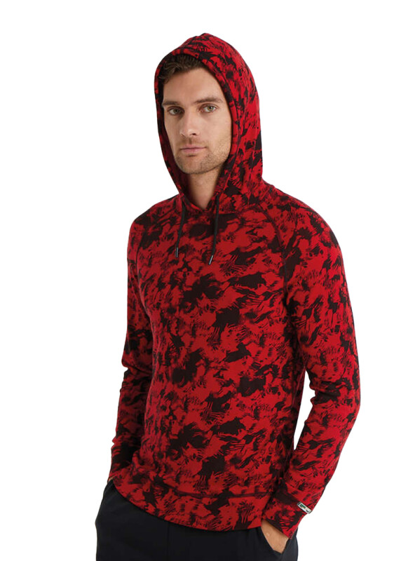 Erkek Termal Sweatshirt 2. Seviye 7579 - Kırmızı Baskılı - 4