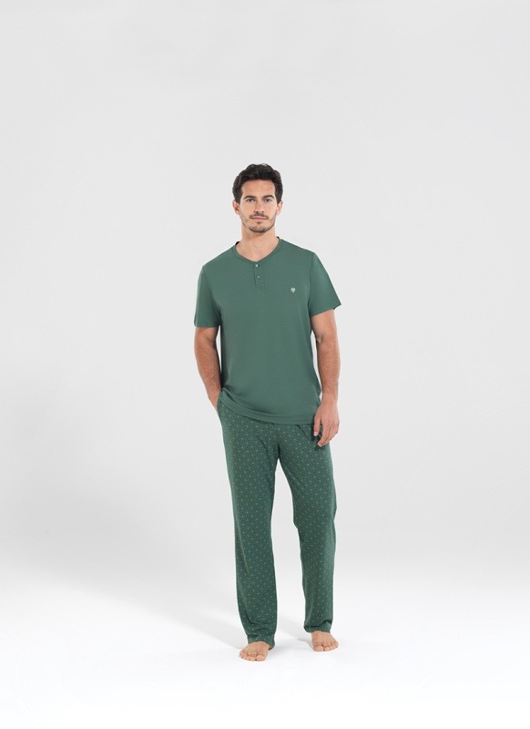 Erkek Uzun Pijama Takımı 30076 - Yeşil - 1