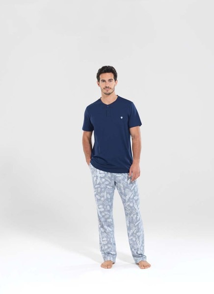 Erkek Uzun Pijama Takımı 30081 - Lacivert - 1