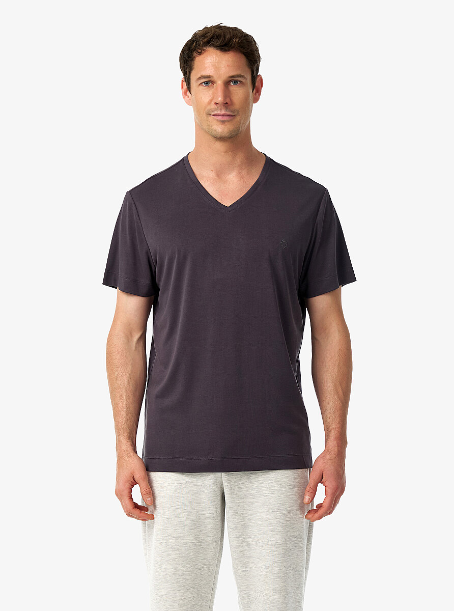 Erkek V Yaka T-Shirt 41014 - Antrasit - 4