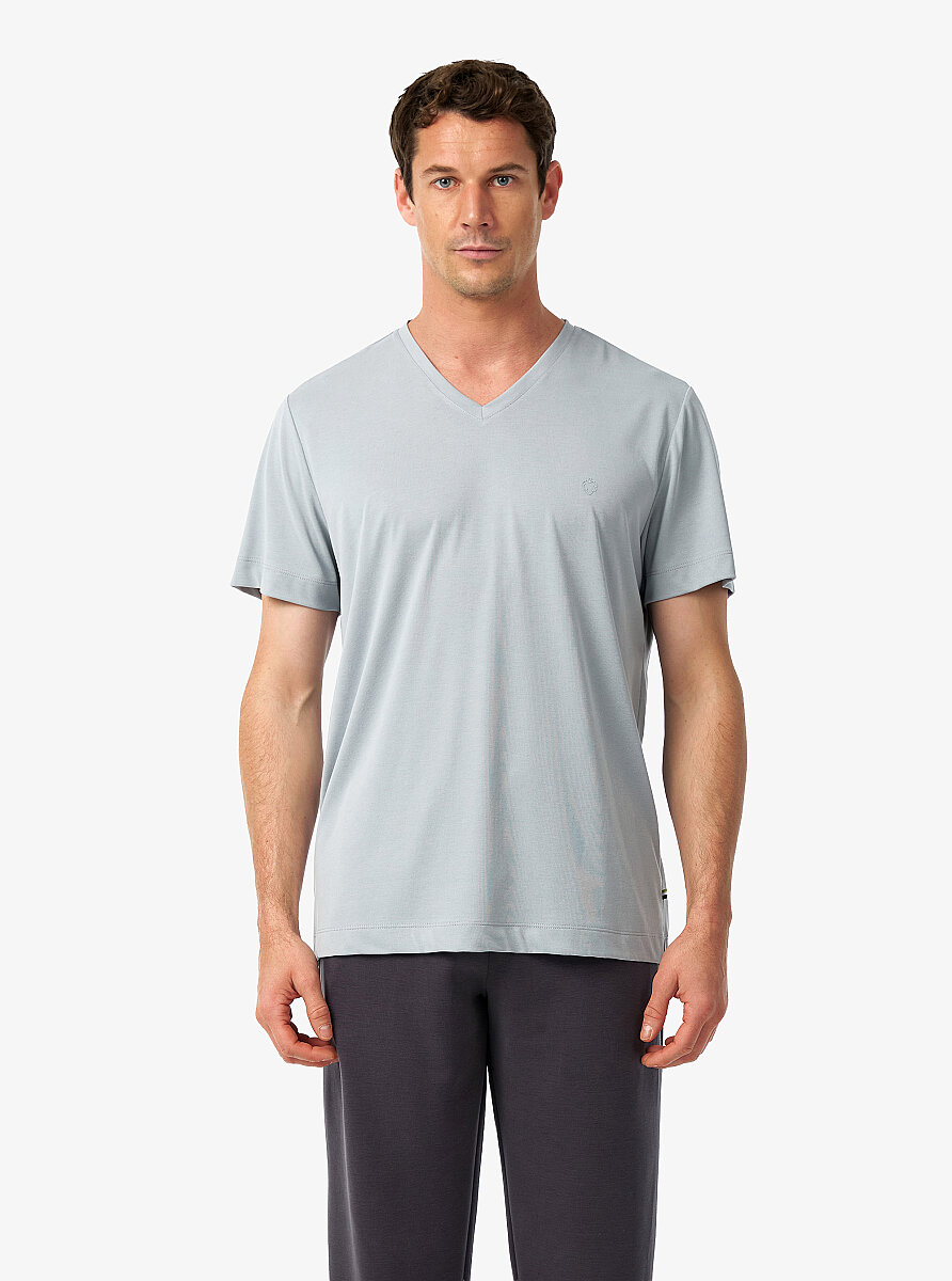 Erkek V Yaka T-Shirt 41014 - Gri - 5