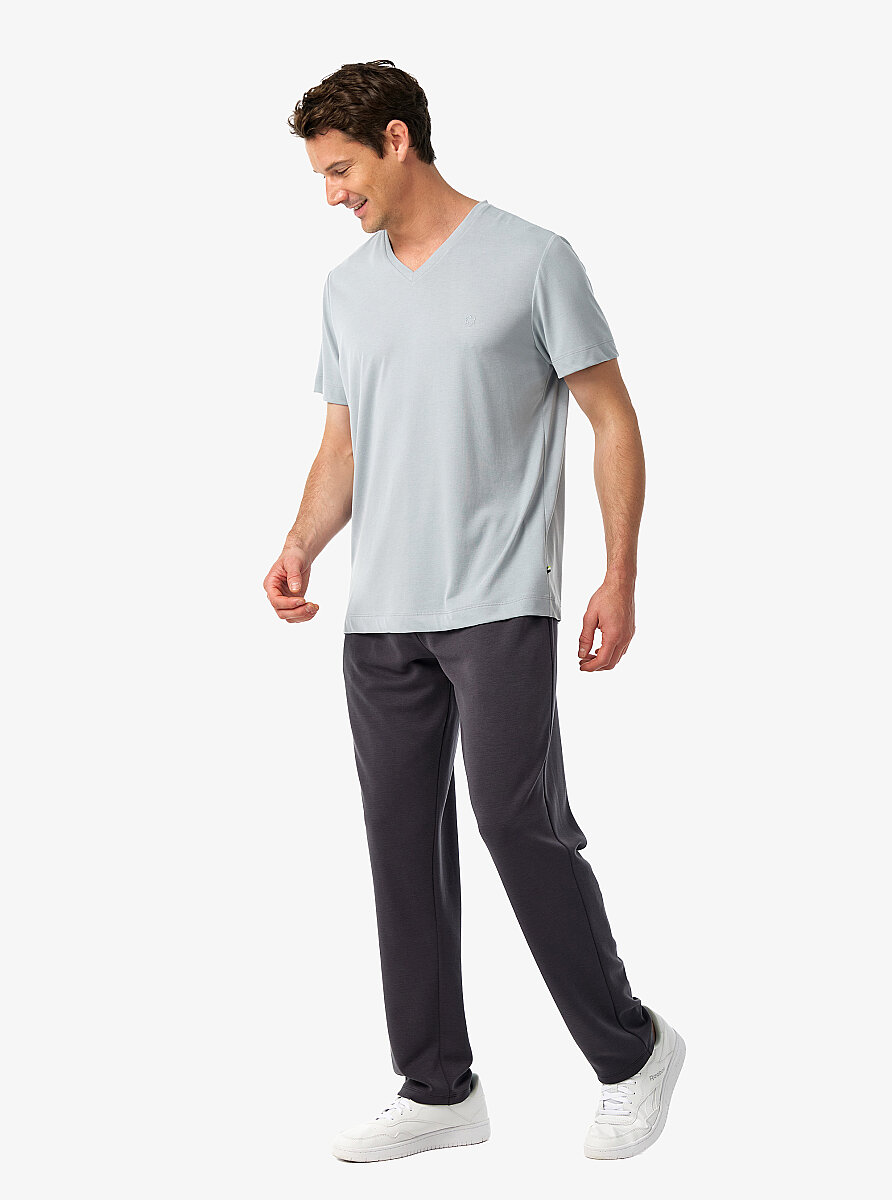 Erkek V Yaka T-Shirt 41014 - Gri