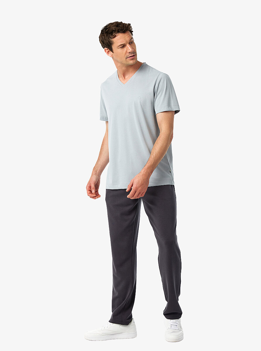 Erkek V Yaka T-Shirt 41014 - Gri - 3