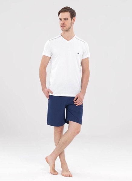 Erkek V-Yaka T-Shirt 7657 - Beyaz - 1