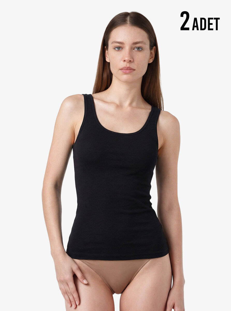 Kadın Atlet 2'li Paket Essential 1590 - Siyah - Blackspade