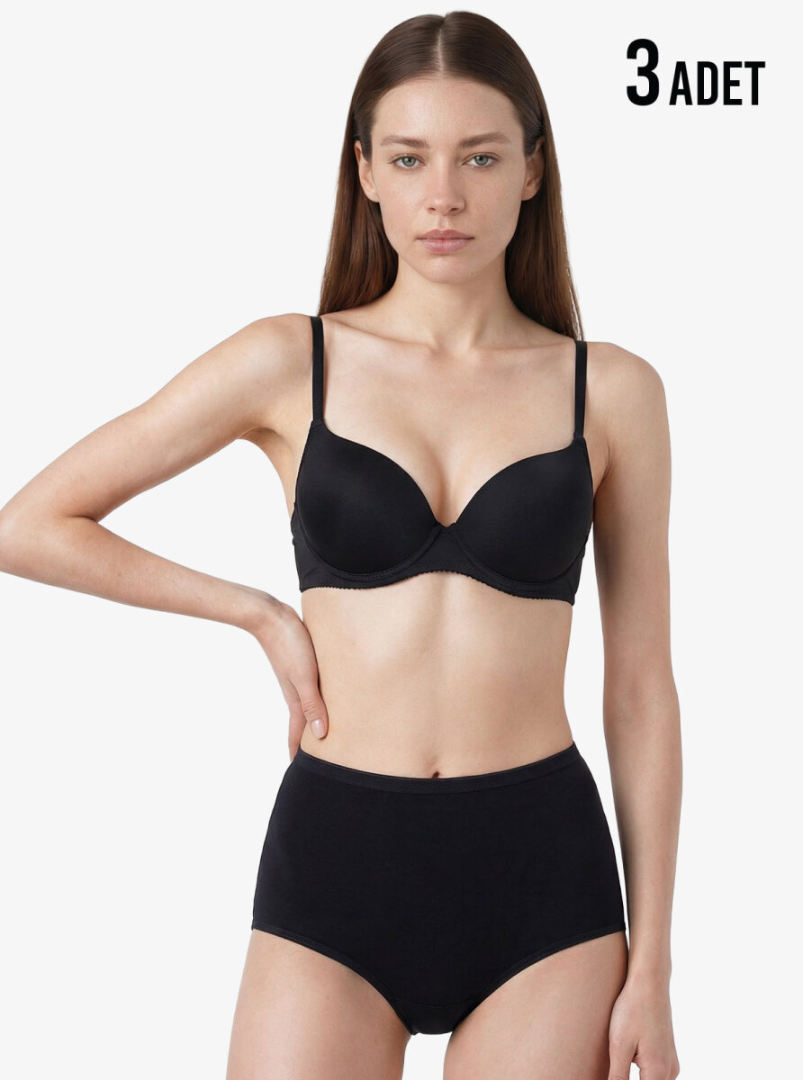 Kadın Külot 3'lü Paket Essential 1577 - Siyah - 1