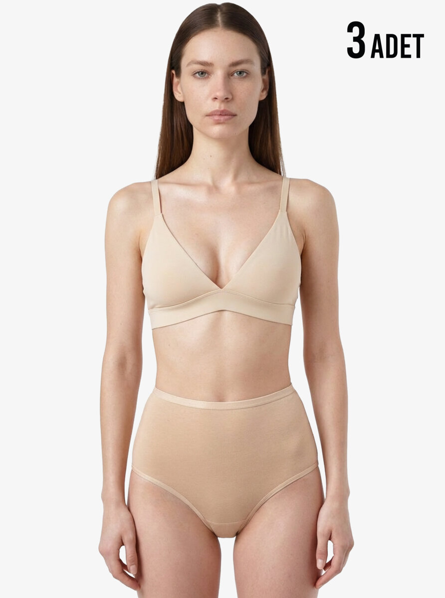 Kadın Külot 3'lü Paket Essential 1577 - Ten - Blackspade