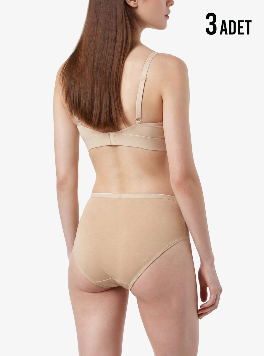 Kadın Külot 3'lü Paket Essential 1577 - Ten - Blackspade (1)