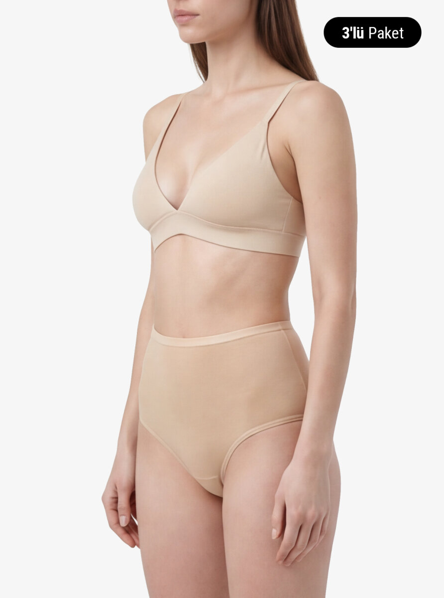 Kadın Külot 3'lü Paket Essential 1577 - Ten - 3