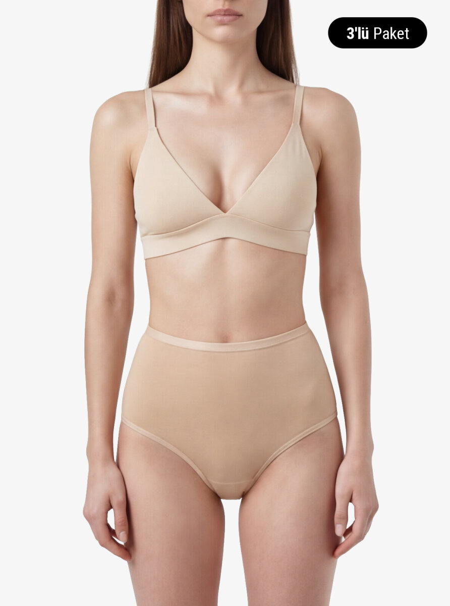 Kadın Külot 3'lü Paket Essential 1577 - Ten - 1