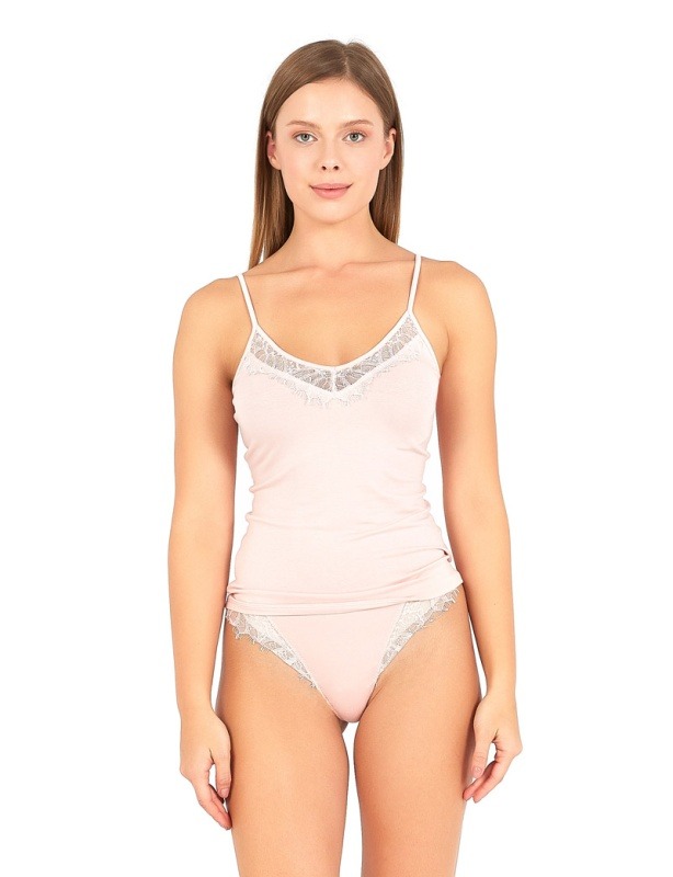 Kadın Askılı Dantelli Atlet 60018 - Pembe - 1
