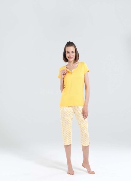 Kadın Capri Pijama Takımı 50176 - Sarı - 1
