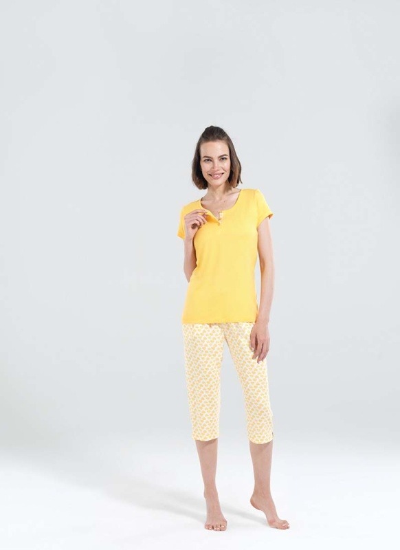 Kadın Capri Pijama Takımı 50176 - Sarı - 1
